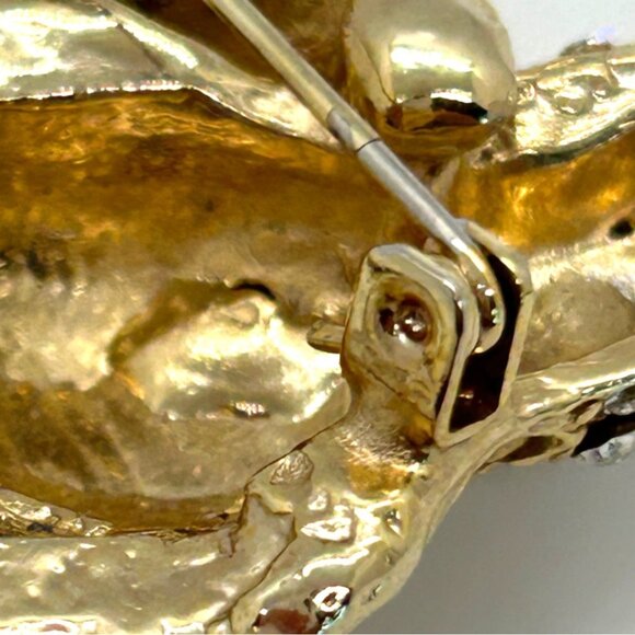 Vintage Hummingbird Brooch Rhinestone Accents Enameled Wings Gold-Tone Nature - Picture 12 of 16